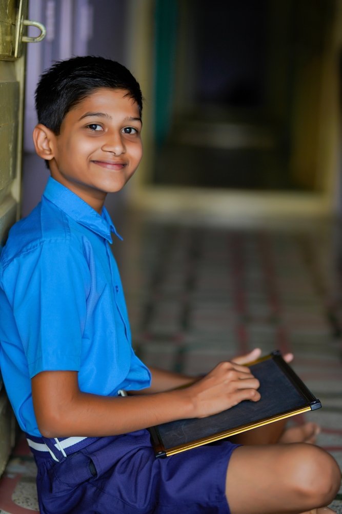 Cute,Indian,Little,Child,Studying,At,Home