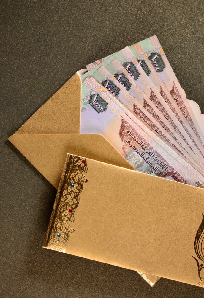One,Thousand,Uae,Dirham,Currency,Notes,Kept,Inside,A,Golden